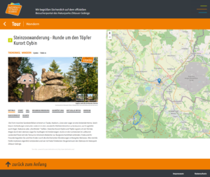 Ansicht einer Wandertour auf dem Infoterminal in Zittau