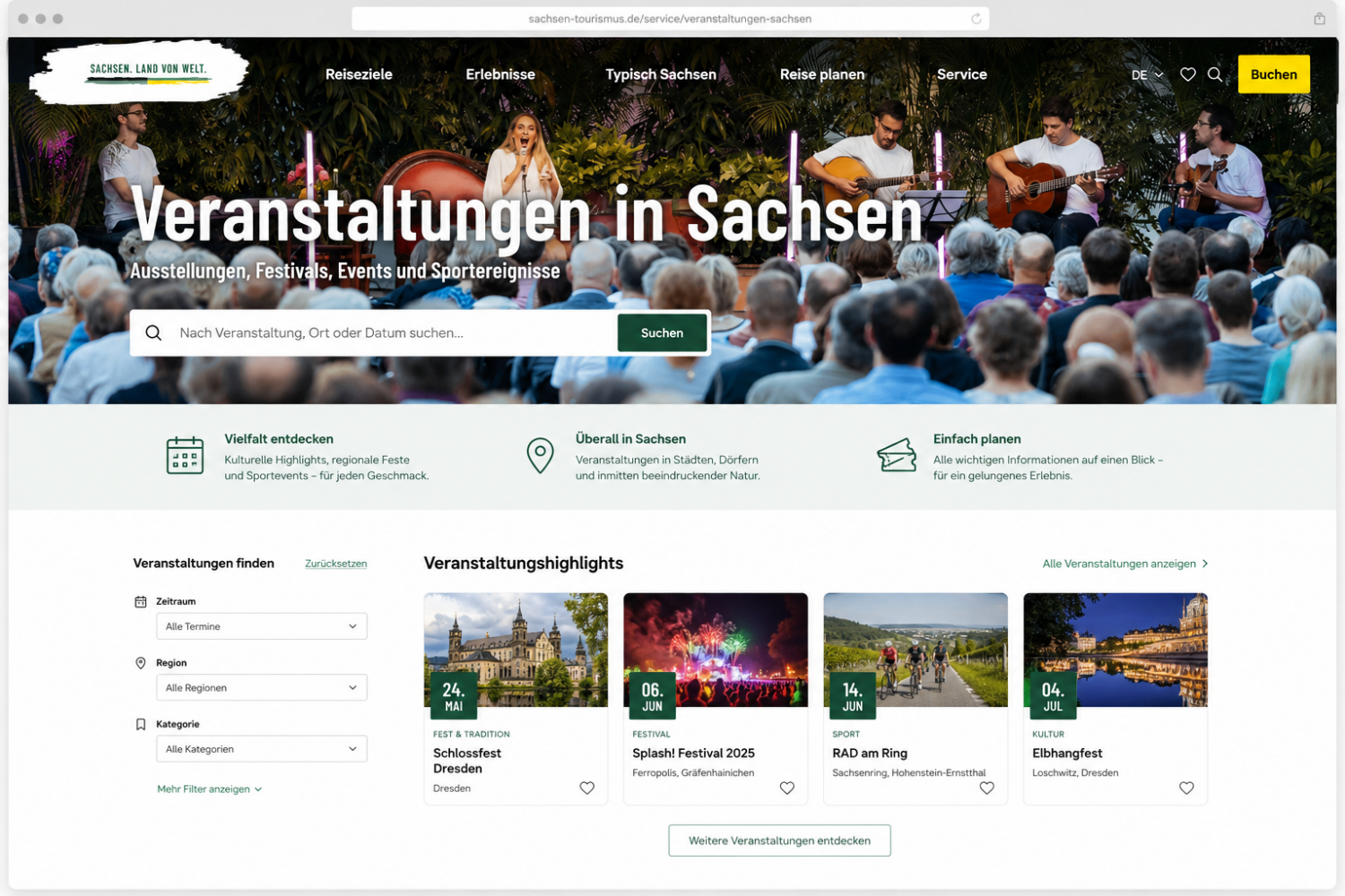 Auswahlkriterien für Veranstaltungen